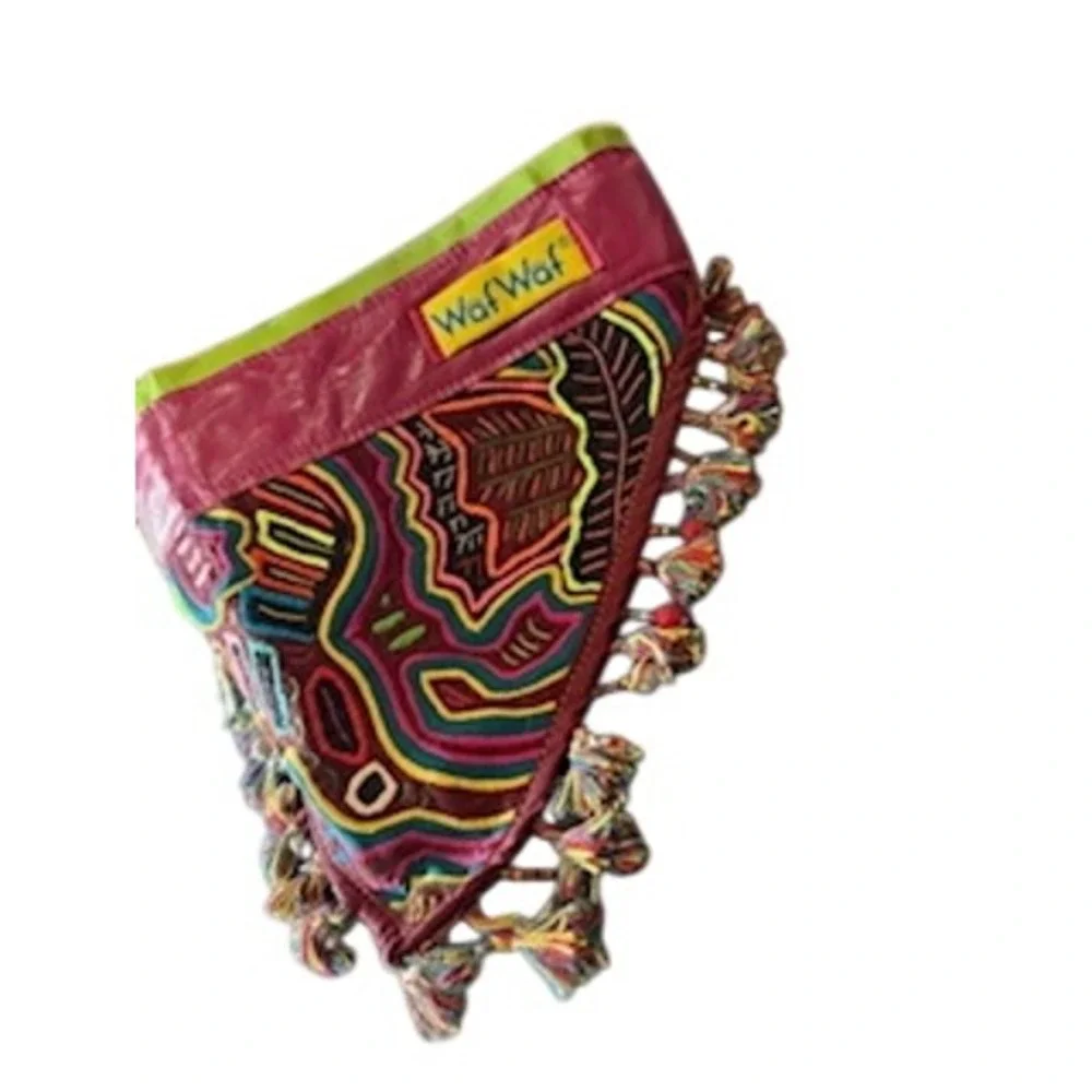 Waf Waf Multicolor Geometric Dog‎ Bandana Boho Tassel Pet Scarf NWOT